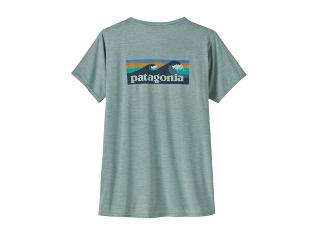 Patagonia W Cap Cool Daily Graphic Shirt- Waters Boardshort Logo thermal blue x dye