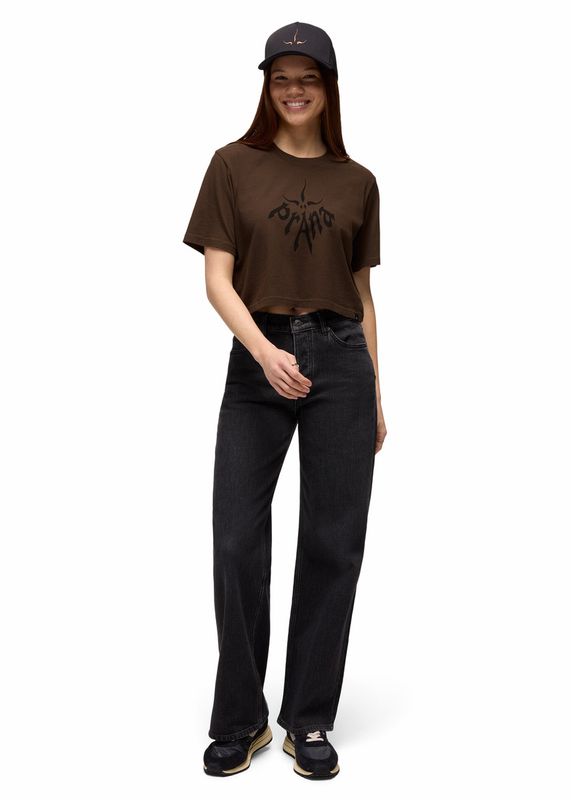 PrAna W's Heritage Graphic Crop Tee dark roast