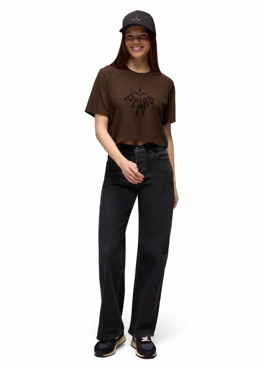 PrAna W's Heritage Graphic Crop Tee dark roast