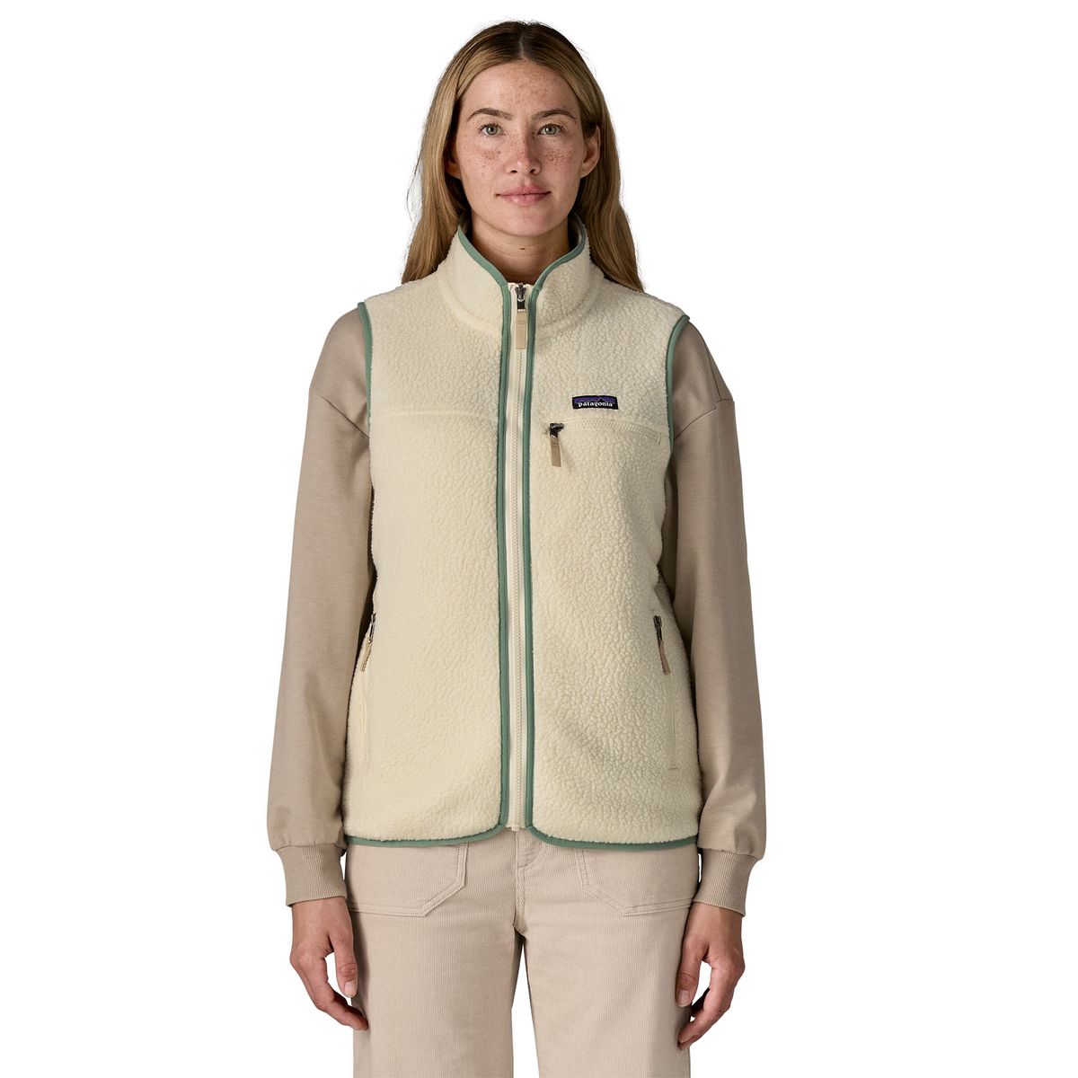 Patagonia Retro Pile Vest W's natural w/ellwood green