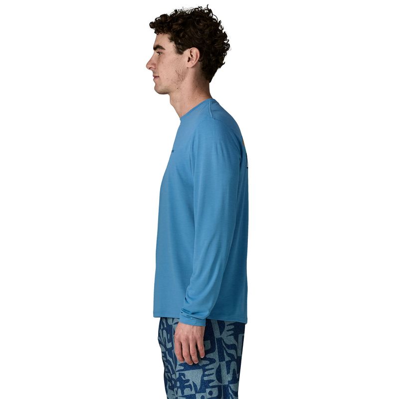 Patagonia Longsleeve Cap Cool Daily Shirt - Board Logo M's shore blue
